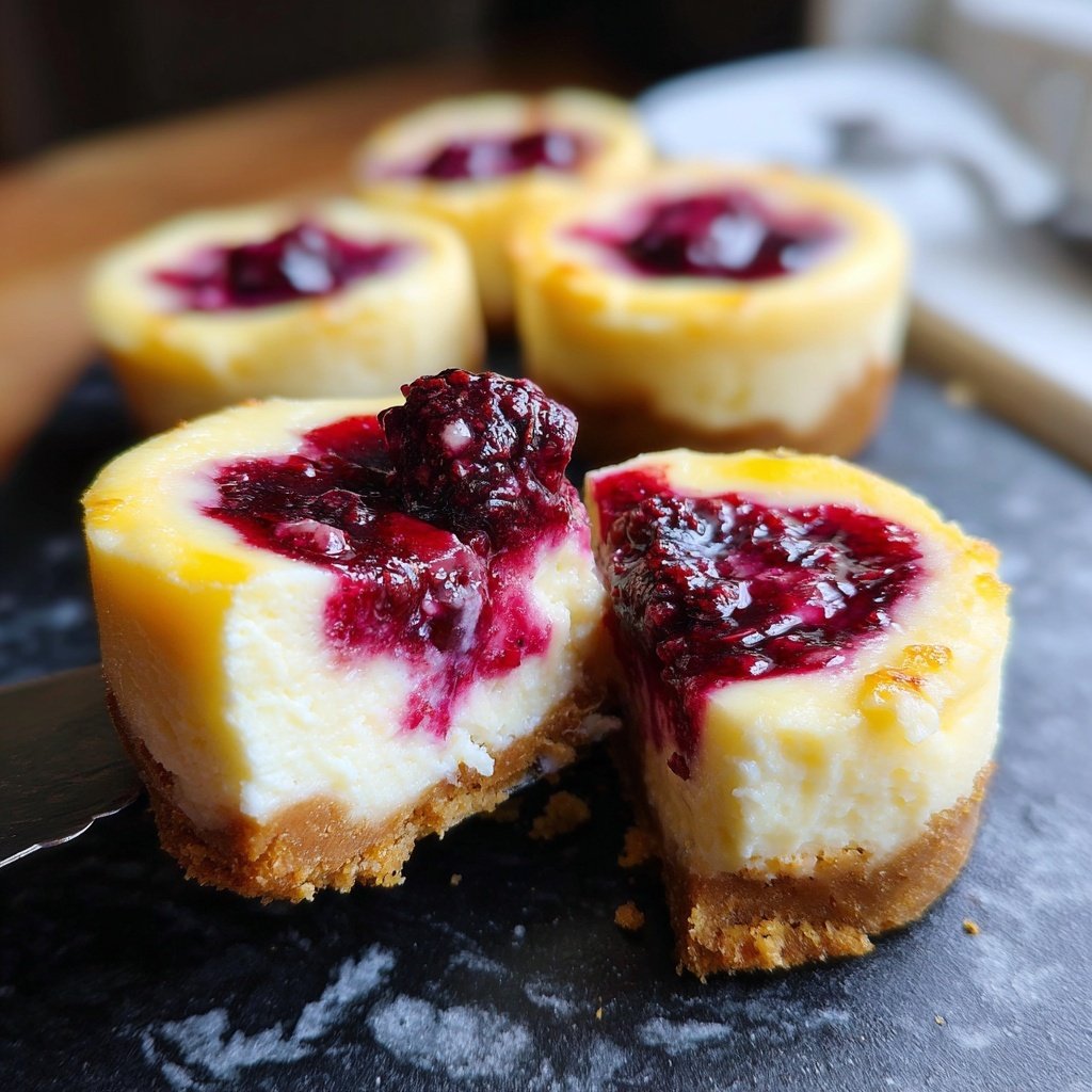 Mini Cheesecakes with Berry Swirl